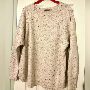 Loft cream speckled crew neck long sleeve curved hem tunic sweater